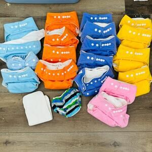 OhBabyKa set of 19 cloth diapers adjustable button and 1 swim